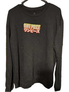 One Piece Anime Logo Crewneck Sweatshirt Men's Size L Black